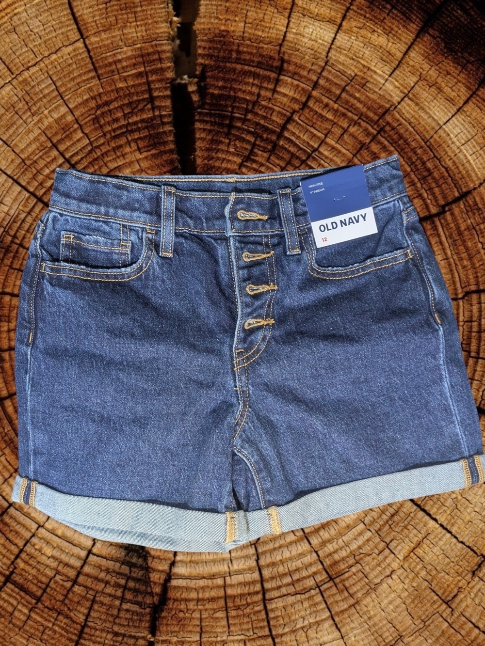Old Navy Blue High-Rise Button-Front Denim Shorts